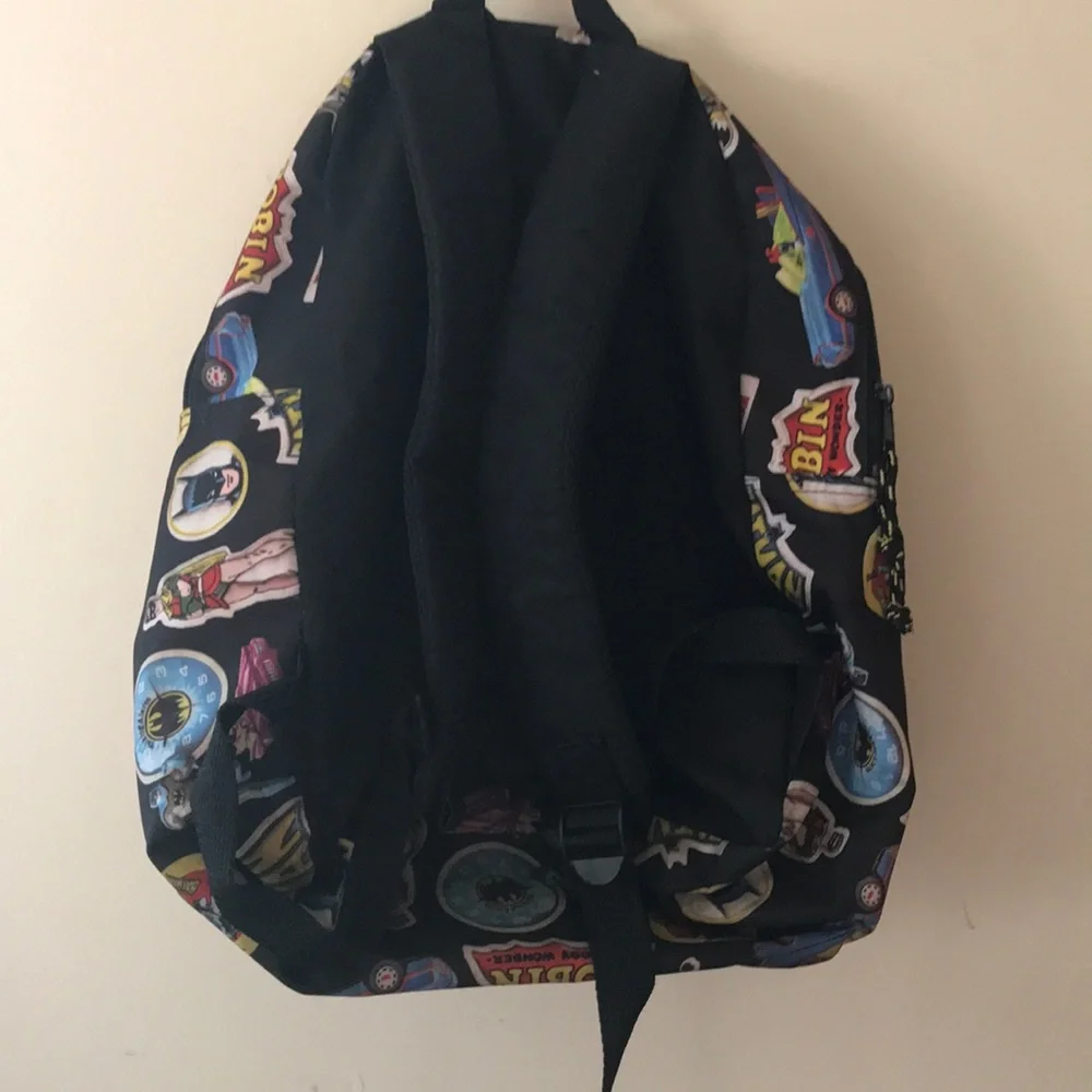 - Kids Batman backpack with bat symbol print in black